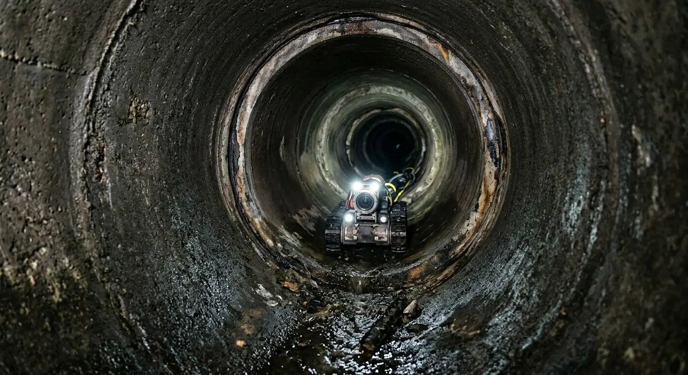 Robotic sewer camera inspecting pipe interior for Sewer Line Repair in Cortez